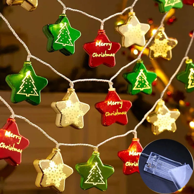 Twinkling Christmas LED Lights String - Festive Star - 2M/10LED