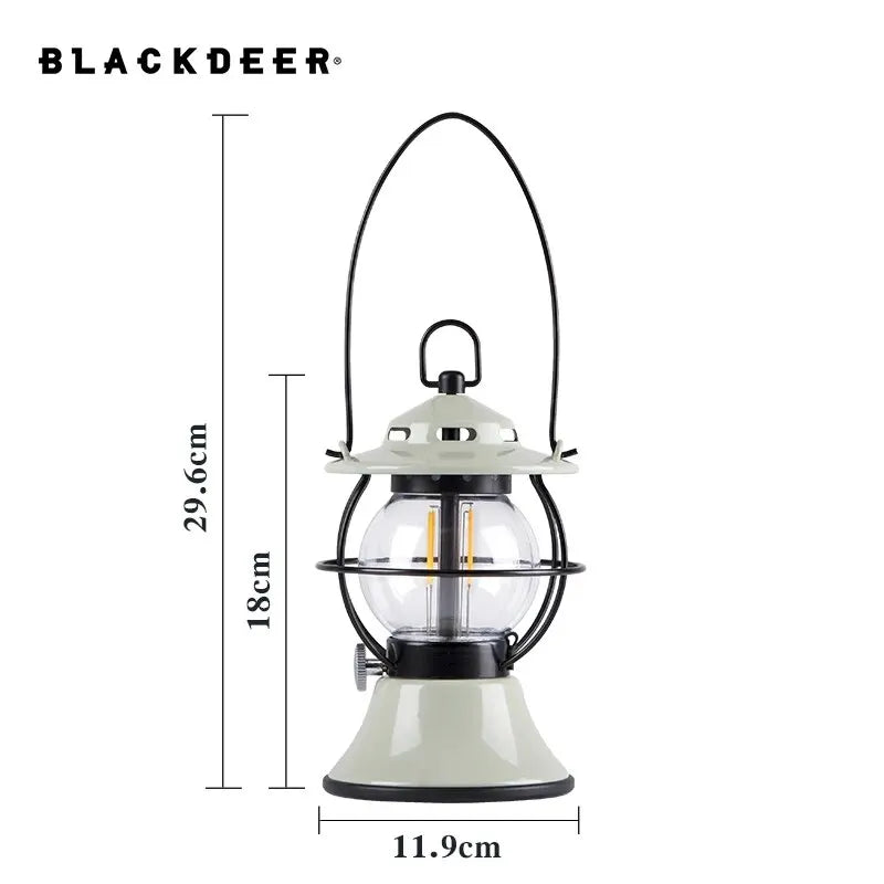 LED Retro Outdoor Camping Lantern Rechargeable Tent Light Adjust Light Modes 200h Runtime 5200mAh Power