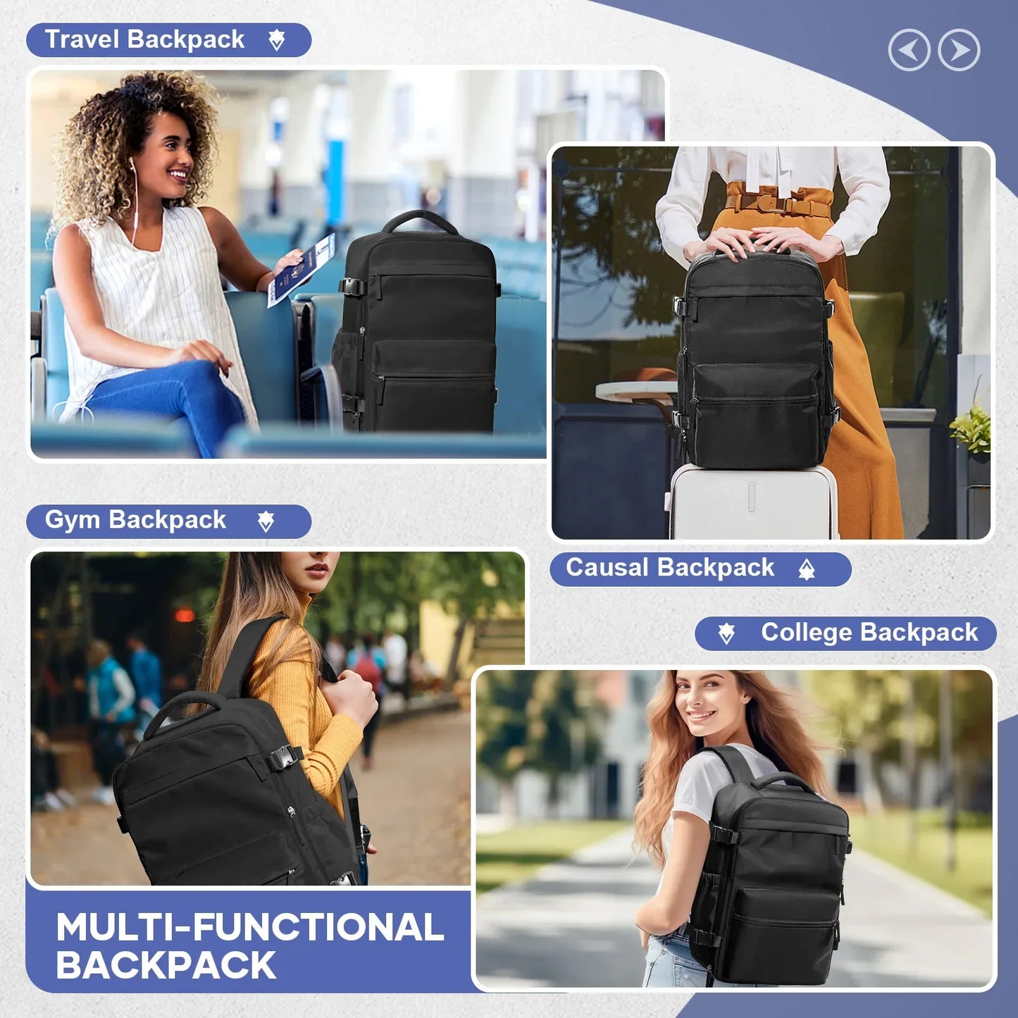 Vacuum Compression Travel Backpack with Pump Black