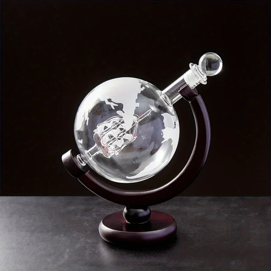 Globe Whiskey Decanter Set Lead-Free Glass Carafe