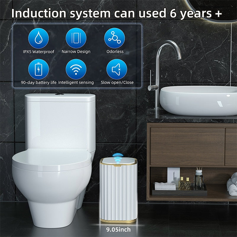 Smart Sensor Garbage Bin Kitchen Bathroom Toilet Trash Can Best Automatic Induction Waterproof Bin with Lid 10/15L