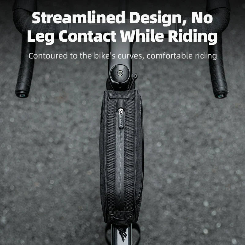 1.3L Waterproof Bicycle Frame Tube Bag with Headphone Jack Black