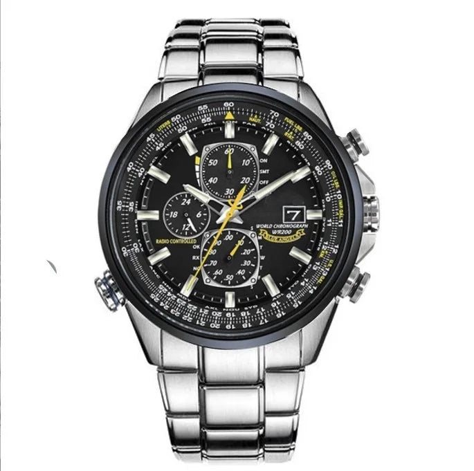 Men's Quartz Watch Waterproof Stainless Steel (Black steel strip)