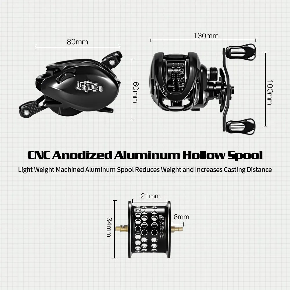 Baitcasting Reel Carbon Body with Clicker Black