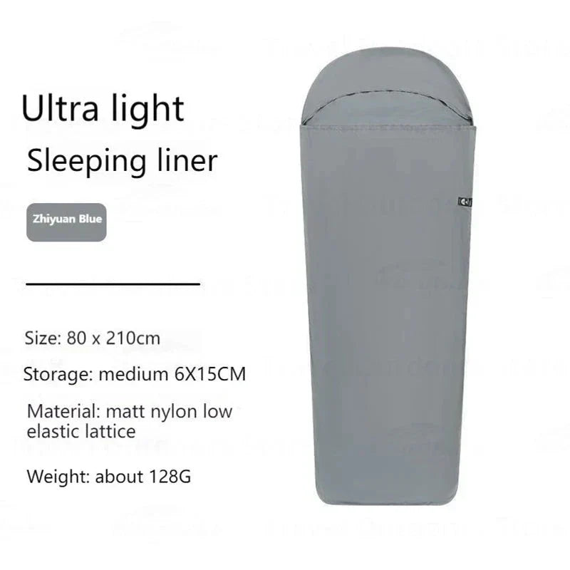 Ultralight Camping Sleeping Bag Liner: Single Stretch Envelope Design