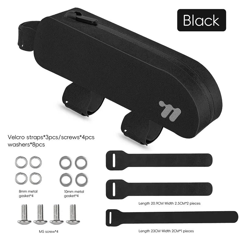 Aerodynamic Bicycle Top Tube Bag Zip Frame Balck