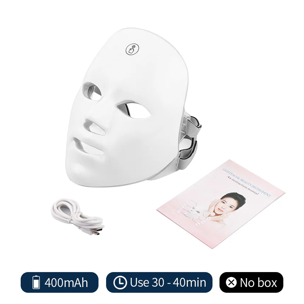 7-Color LED Photon Therapy Rechargeable Facial Mask - Skin Rejuvenation & Beauty Device