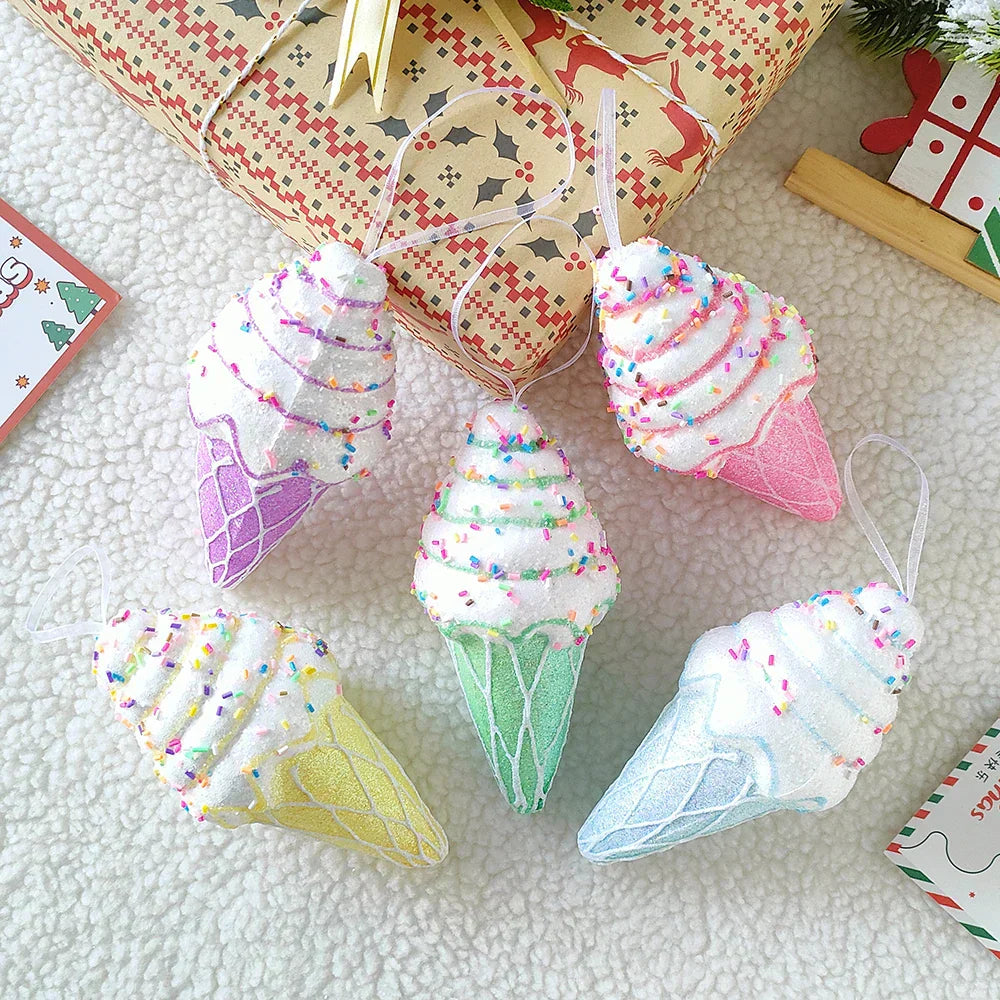Christmas Tree Ice Cream Pendant - Festive Xmas Tree Ornament