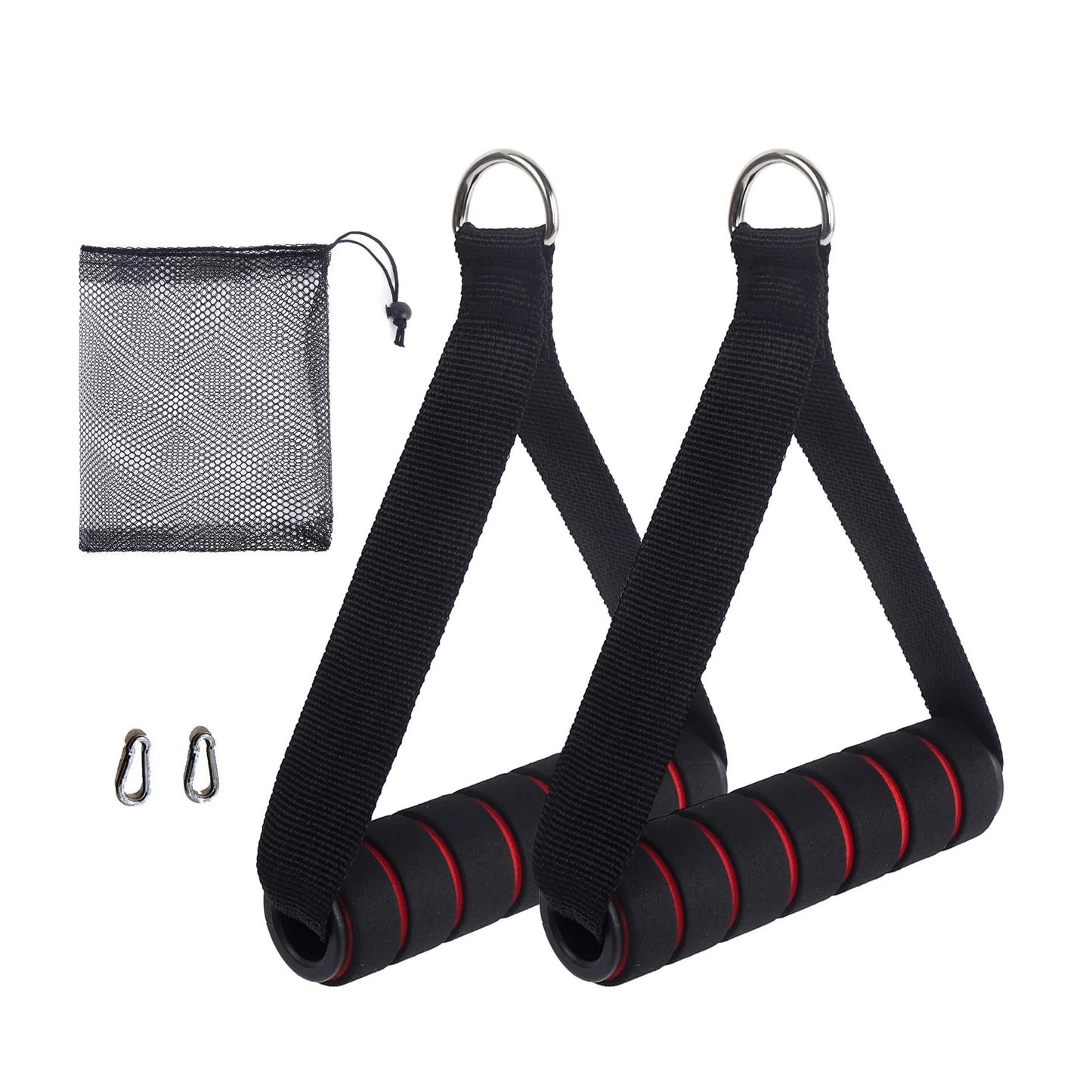 Heavy-Duty D-Ring Gym Handles with Hook for Home Workouts