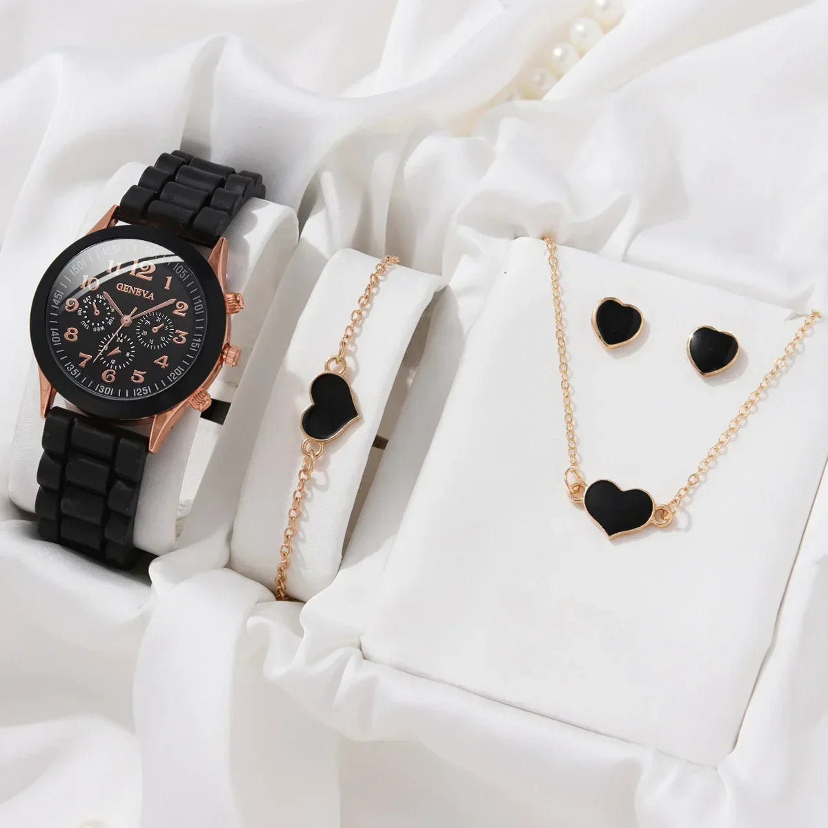Womens Watch Jewelry Bracelet Ring Set (BK-AX)