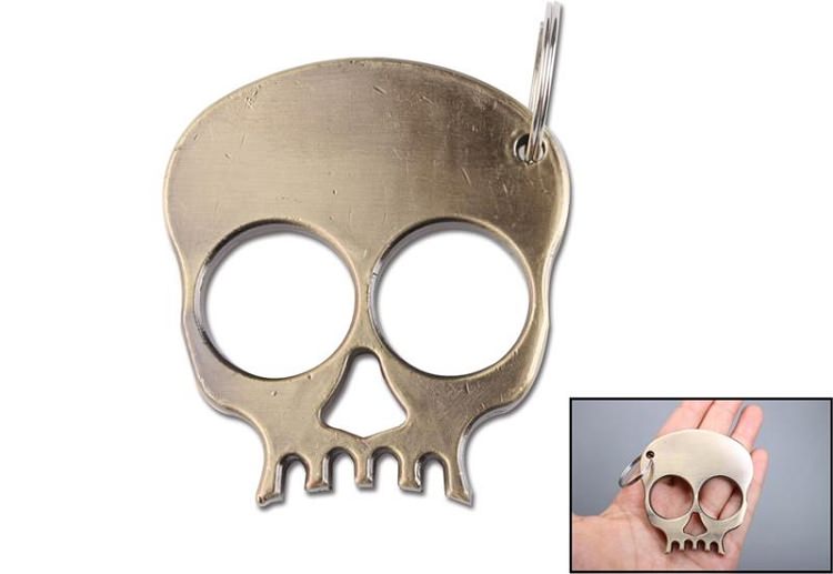 Metal Skull Keychain Keyrings Self Defense Emergency Survival Tool