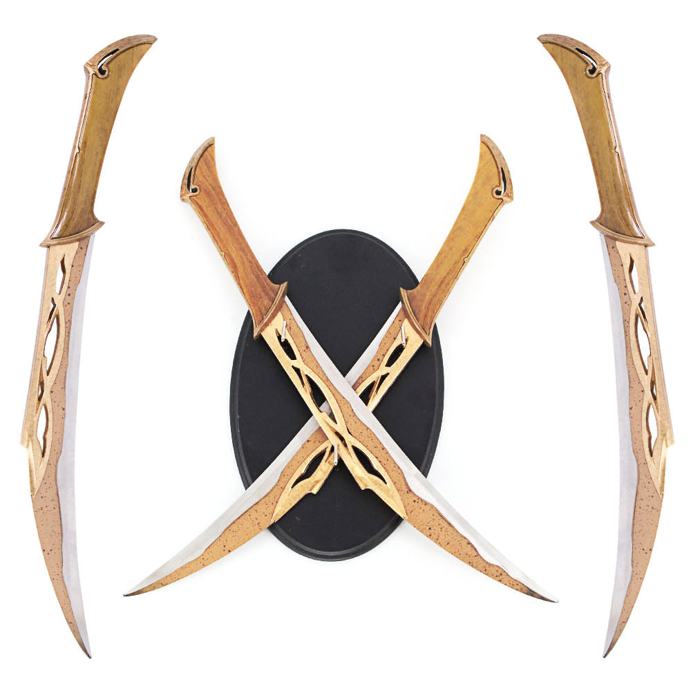 19" Set of 2 Fighting Knives Daggers Short Swords with Wooden Plaque - TOPHATTER'S ARMORY DEALS