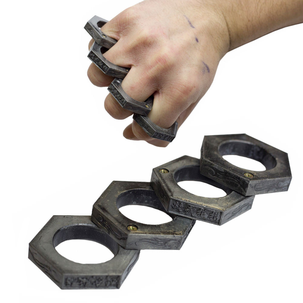 Hexagon Kung Fu Finger Magic Ring Self Defense Knuckle Survival Tool