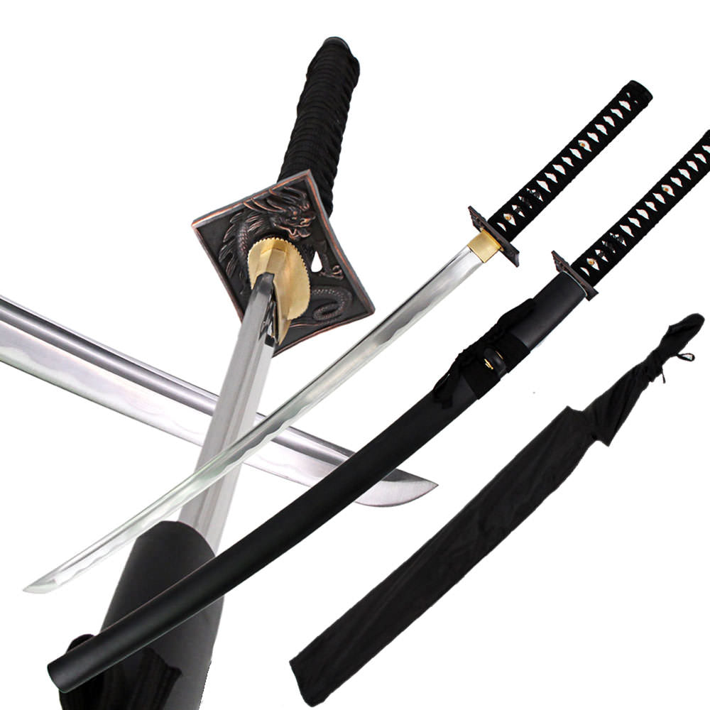 Japanese Black Knight Dragon Warrior Carbon Steel Katana