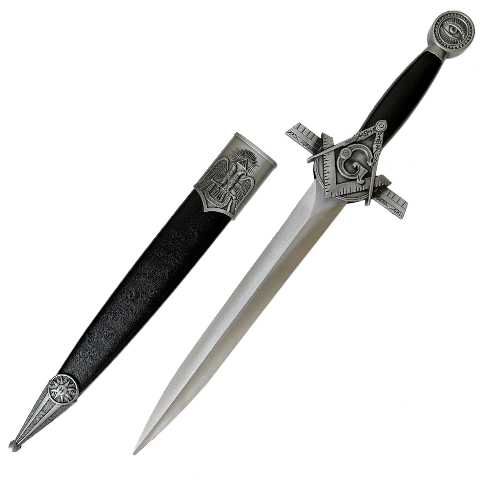 16.5" Masonic Free Mason Medieval Fixed Blade Short Sword Knife Dagger