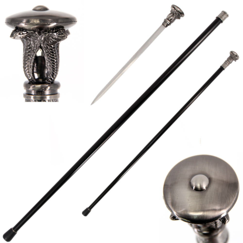 36.5" Serpent Cobra Steel Walking Stick Gentleman's Cane Sword