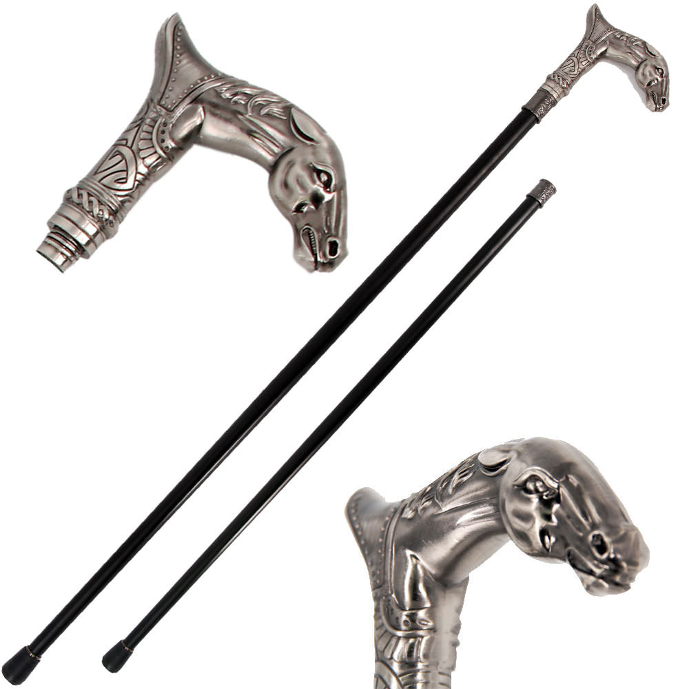 36" Horse Artisan Intricate Carved Walking Stick Gentleman's Cane - TOPHATTER'S ARMORY DEALS