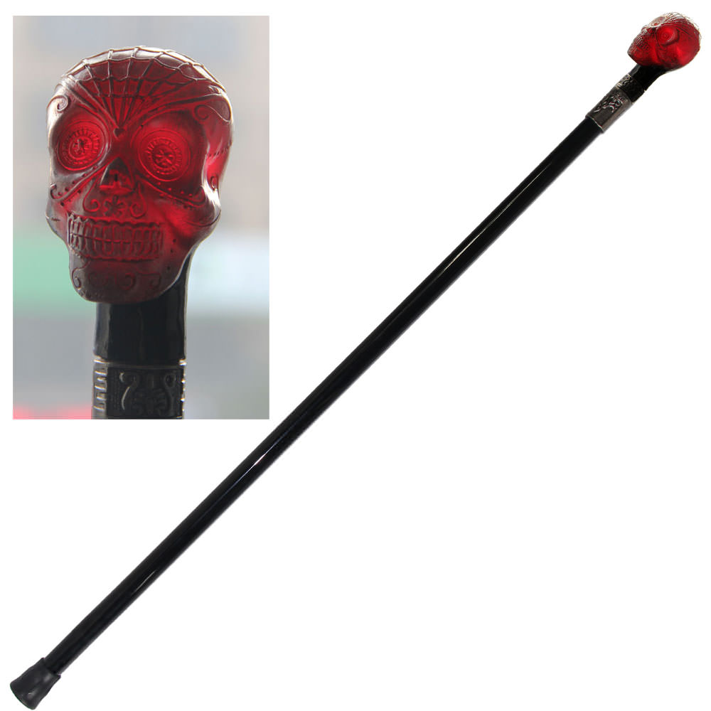 35" Day Of The Dead Skull Walking Stick Cane - TOPHATTER'S ARMORY DEALS