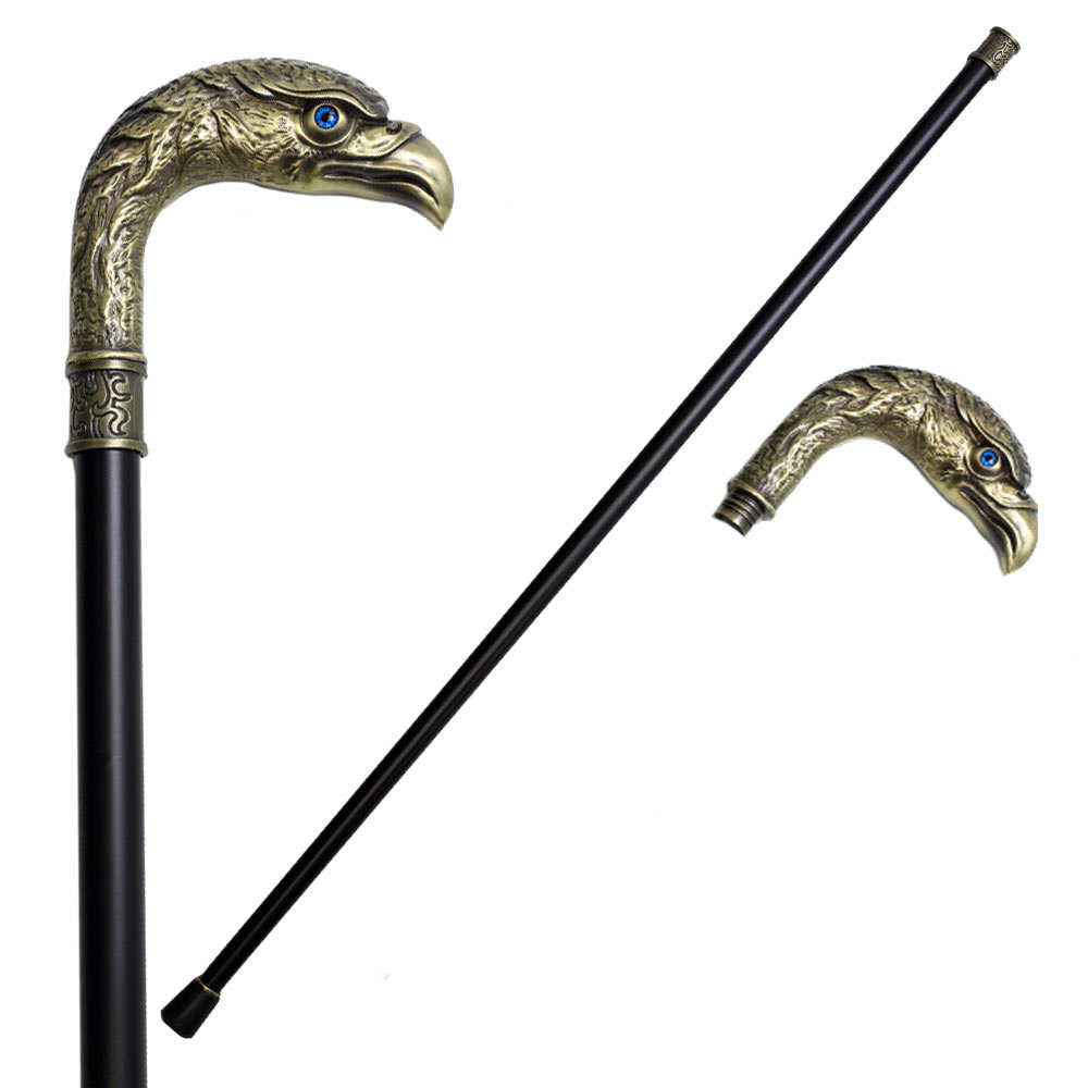 36.5 Inches Brass Finish Eagle Head Luxury Cane Staff - TOPHATTER'S ARMORY DEALS