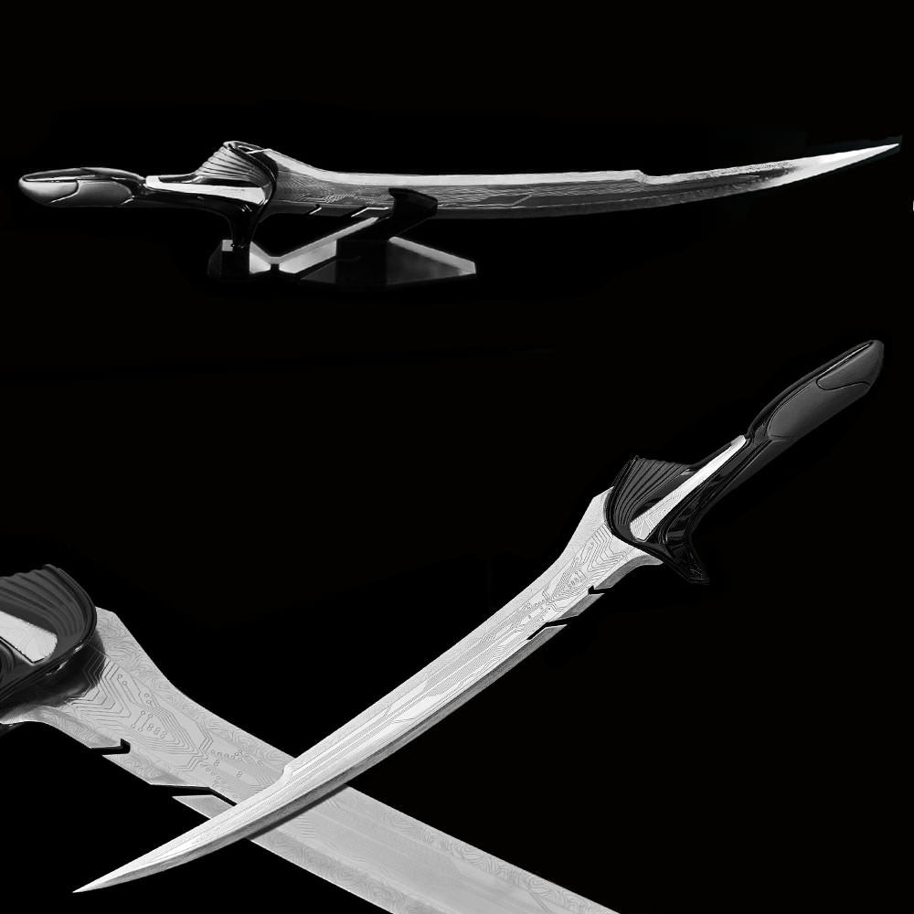 Angel Stainless Steel Replica 1/1 Damascus Etched Sword With Stand