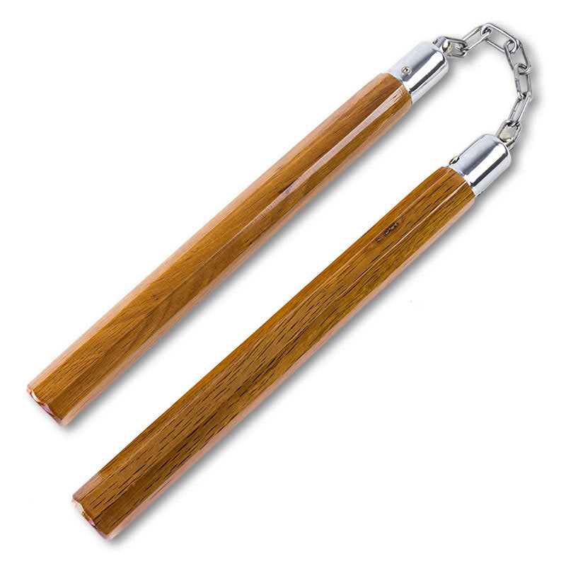 12" Natural Wood Brown Octagon Nunchaku - TOPHATTER'S ARMORY DEALS