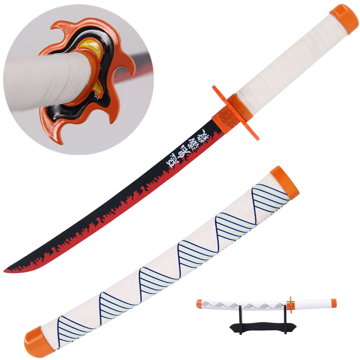 Kyojuro Rengoku's Red Nichirin Miniature Katana - Rengoku Sword - TOPHATTER'S ARMORY DEALS