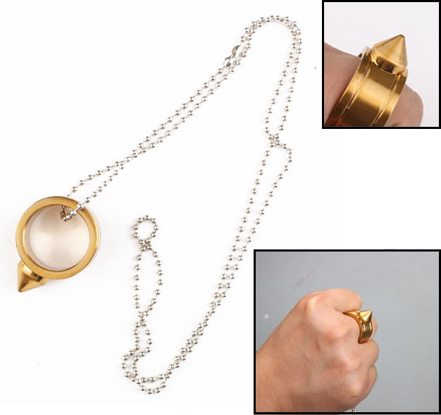 Self Defense Steel Golden Ring Spike Window Breaker Rescue Survival Tool