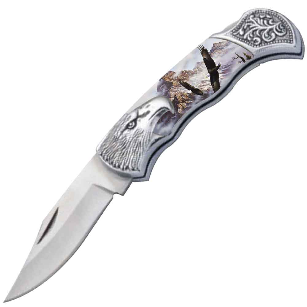 7.25" Eagle Bolster Handle Lockback Folding Pocket Knife in a Gift Box Style-11