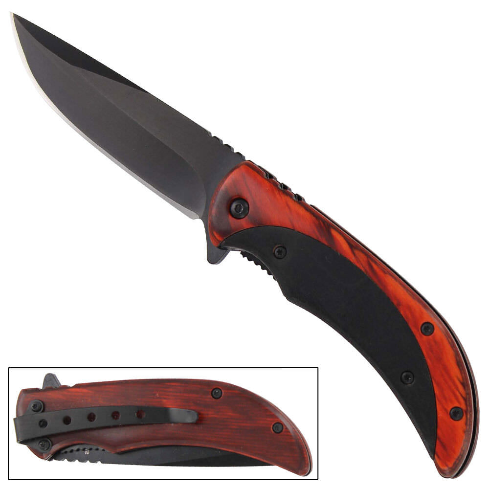 Spring Assist Outdoor Drop Point Anodized Pocket Knife