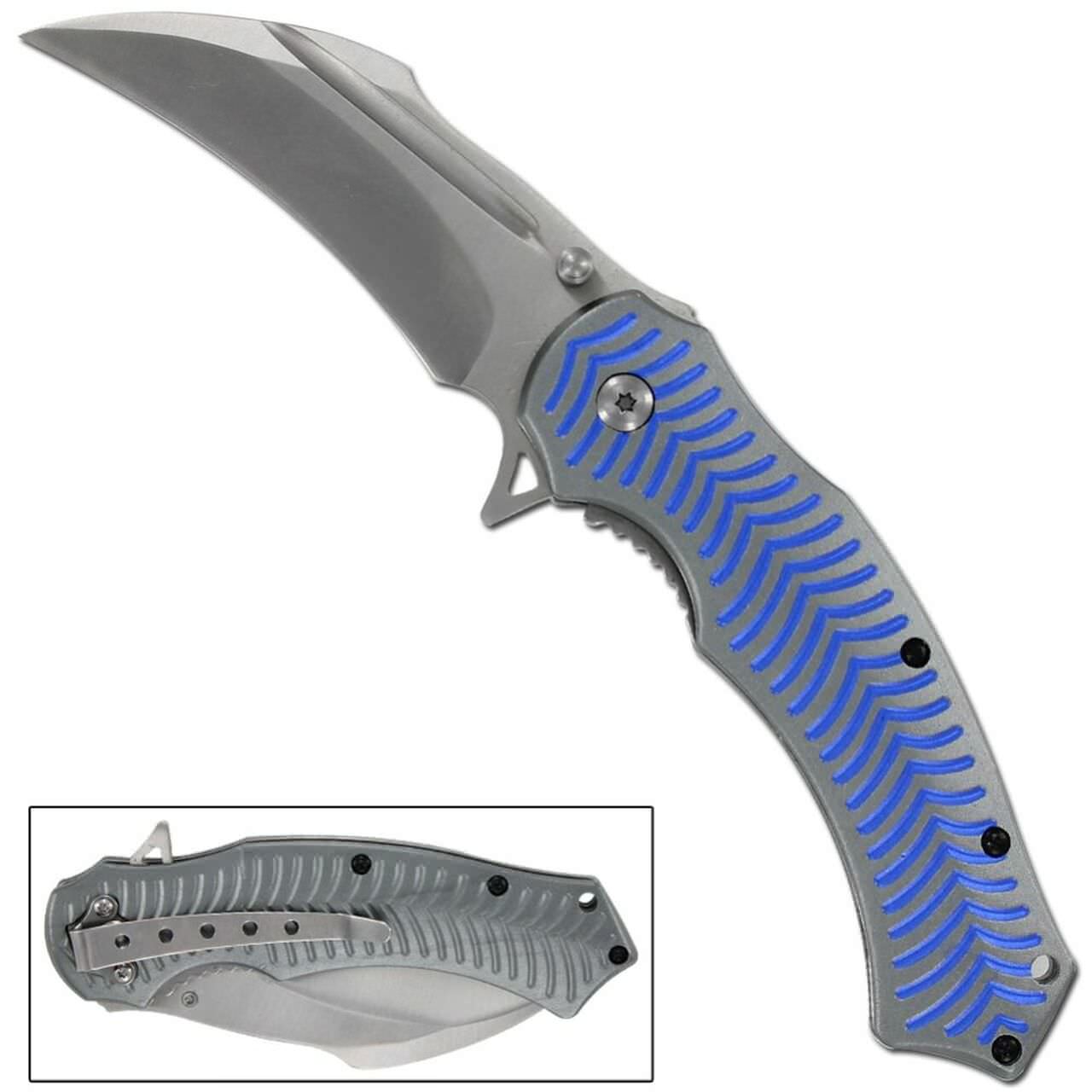 3.25" Blade Electric Blue Tactical EDC Spring-Assist Folding Knife