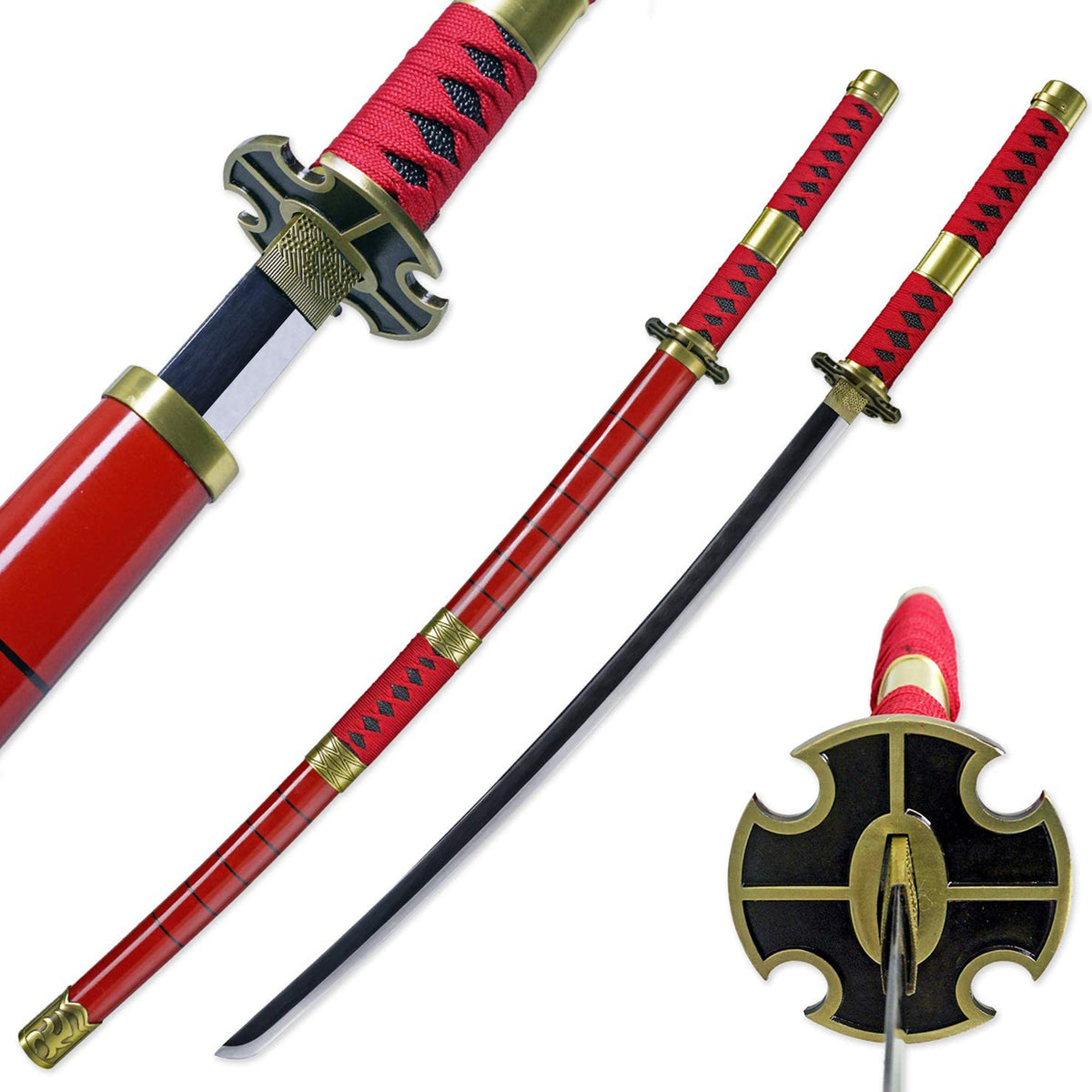 Zoro's Sandai Kitetsu Replica Sword | Carbon Steel Darkened Blade Katana - TOPHATTER'S ARMORY DEALS