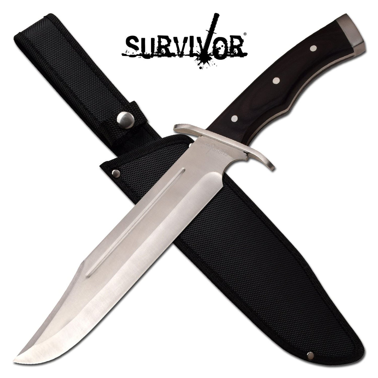 Survivor 10" Blade Black Wood Handle Full Tang Bowie Knife