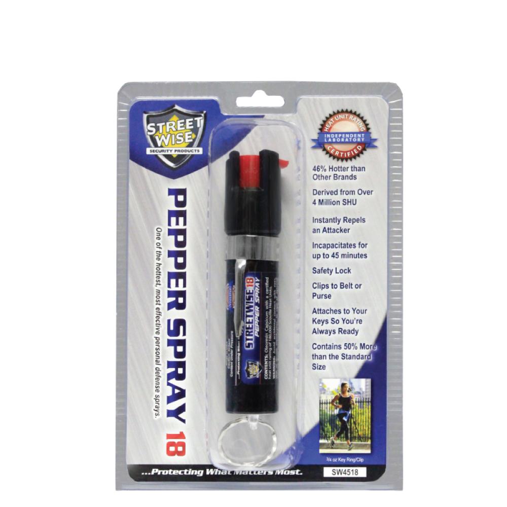 Streetwise 18 Stream Pepper Spray 0.75 oz Keyring & Clip