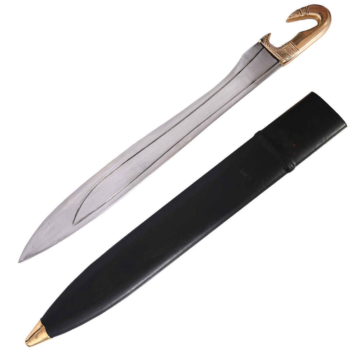 Greek Falcata Warrior Sword With Scabbard Brass Handle - TOPHATTER'S ARMORY DEALS