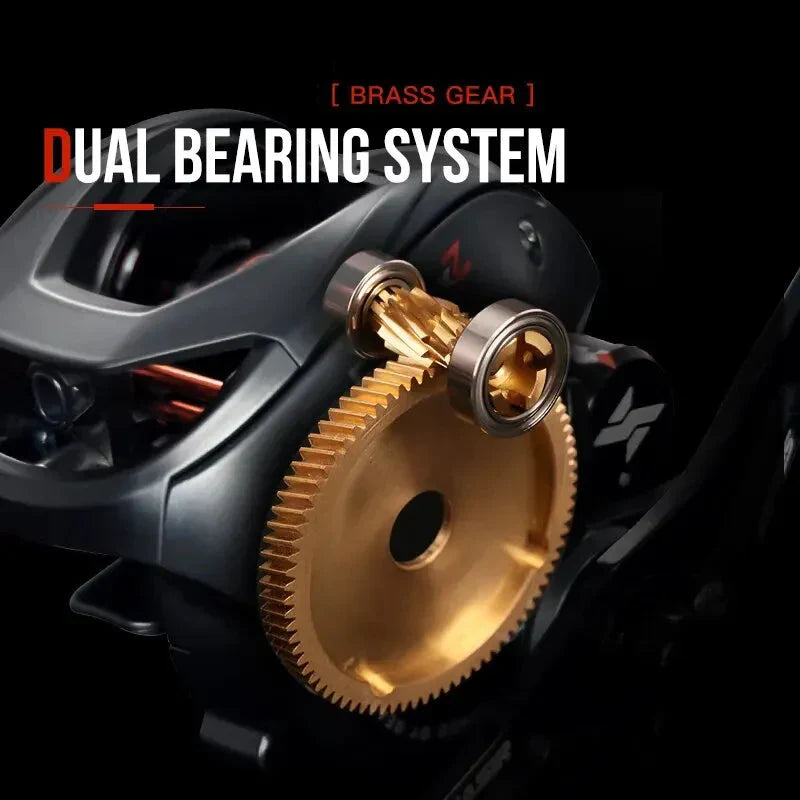 Baitcasting 9KG Drag Reel Dual Bearing System Right Hand Black