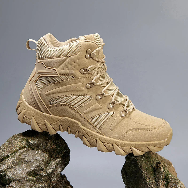 Men's Tactical Work Ankle Boots Winter Safety Shoes (Beige)