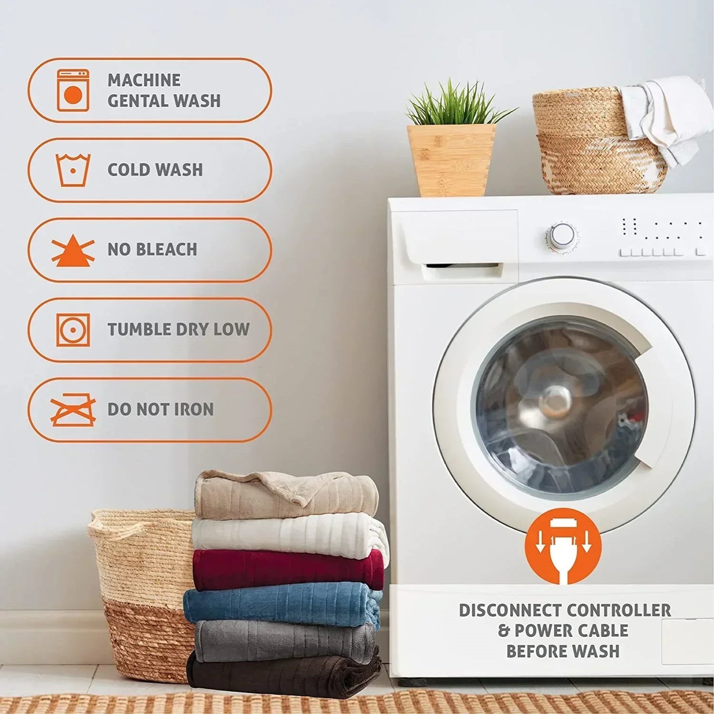 Soft Heated Electric Blanket with 6 Heating Levels & 4-Hour Auto-Off