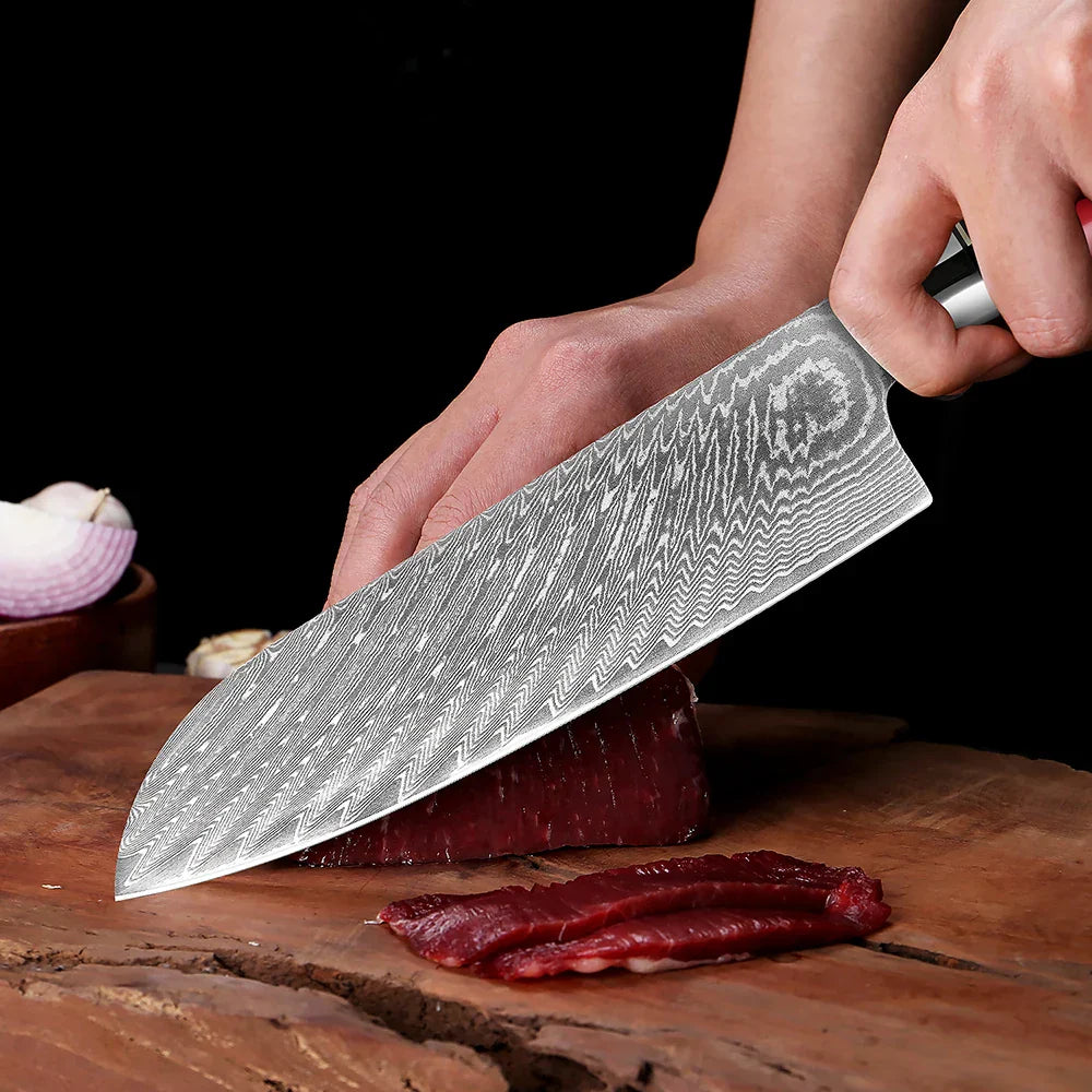 7-Inch VG10 Damascus Steel Chef Knife Razor Sharp Red
