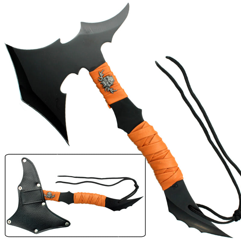 13 Inch Overall Zombie Hunter Flaming Skull Head Axe - TOPHATTER'S ARMORY DEALS