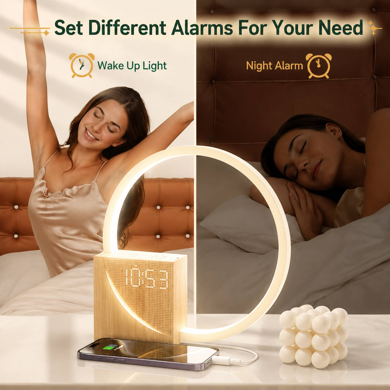 Sunrise Wake Up Light Alarm Clock and Sound Machine for Calmer Sleep Routines