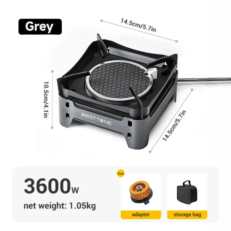 3600W Camping Infrared Gas Stove Grey