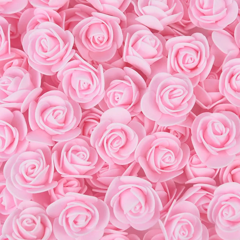 Charming 200-Piece Pink Teddy Bear Roses: 3cm PE Foam Artificial Flowers