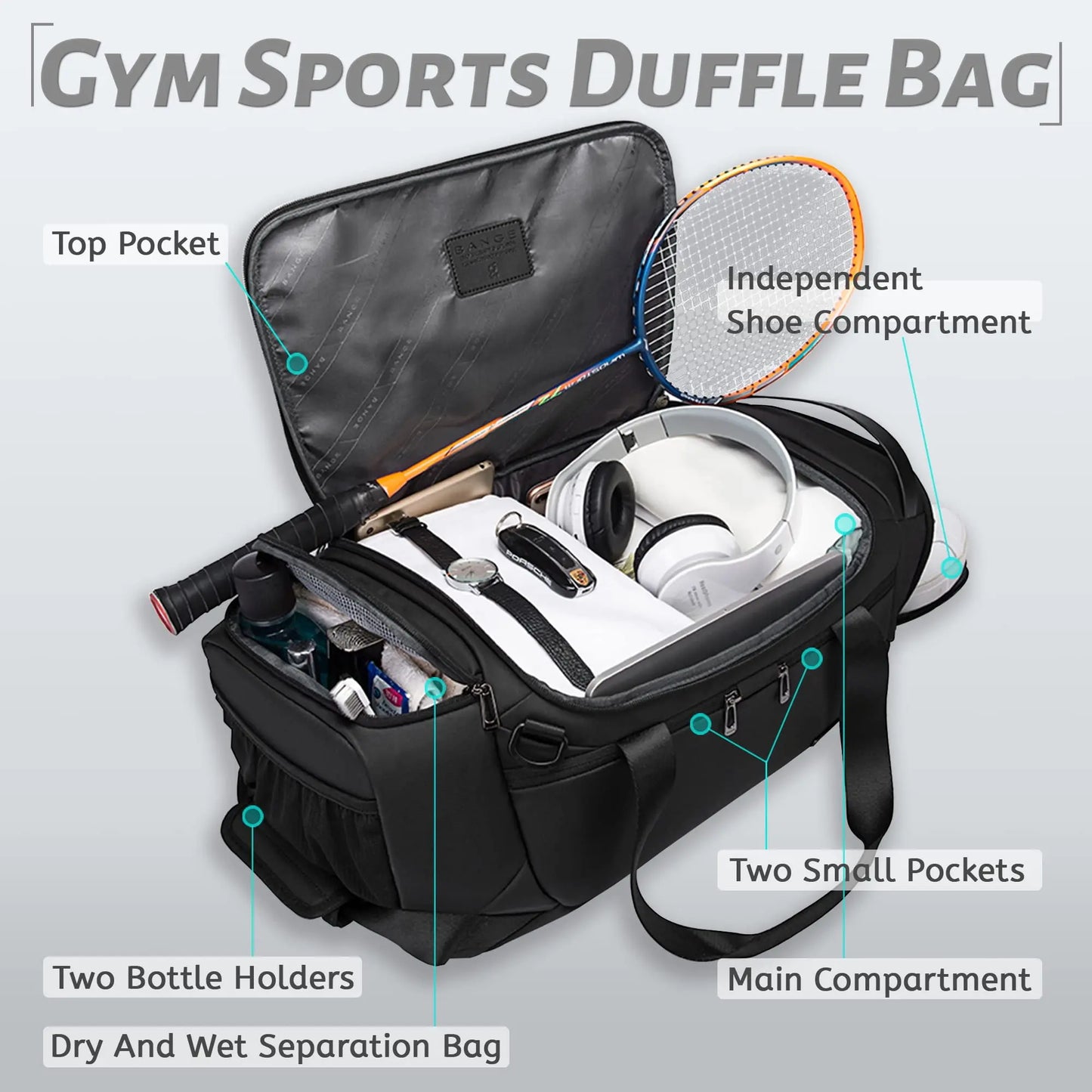 21-Inch Waterproof Duffel Travel Bag Black