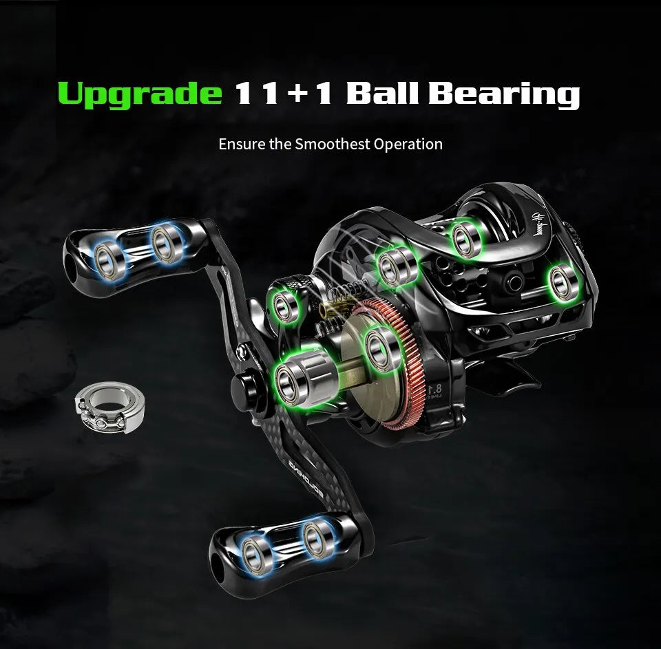 Baitcasting Reel Carbon Body with Clicker Black