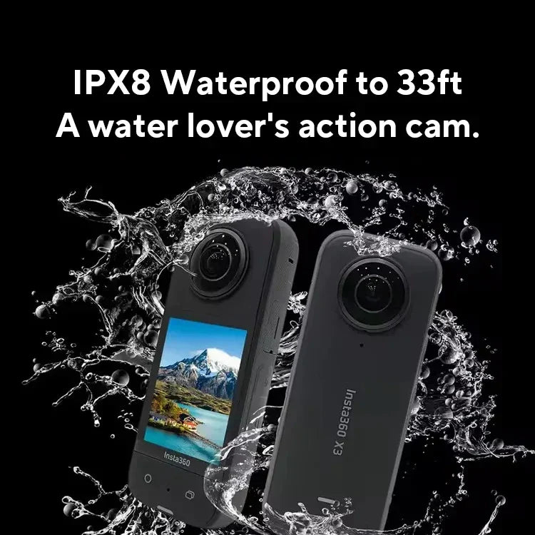 Action Camera 8K Video Dual Image Stabilization Black