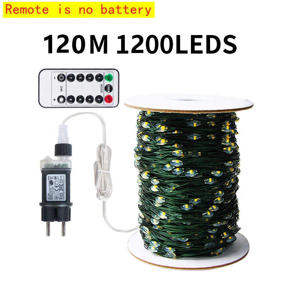 120M Outdoor LED String Lights Fairy - Warm White | Waterproof Copper Wire