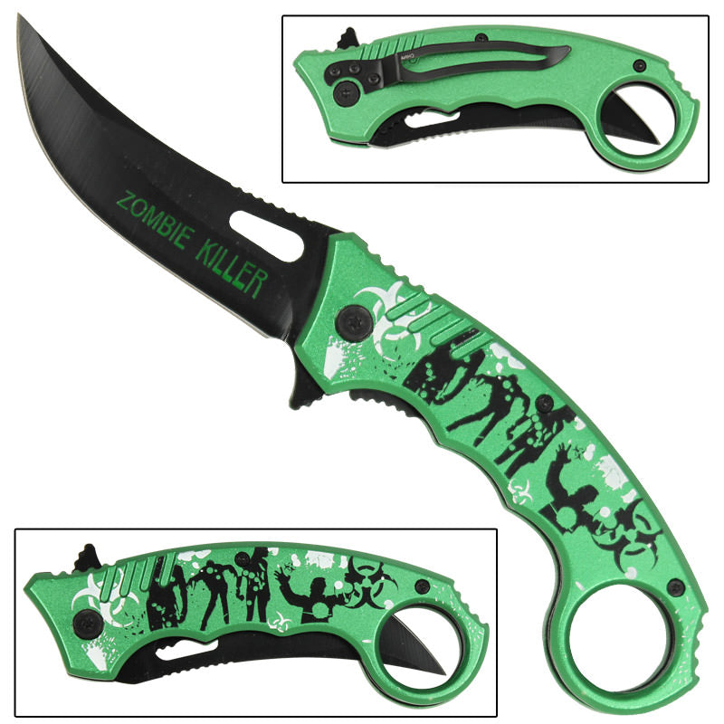Shredded Zombie Killer Karambit Assisted Opening Knife
