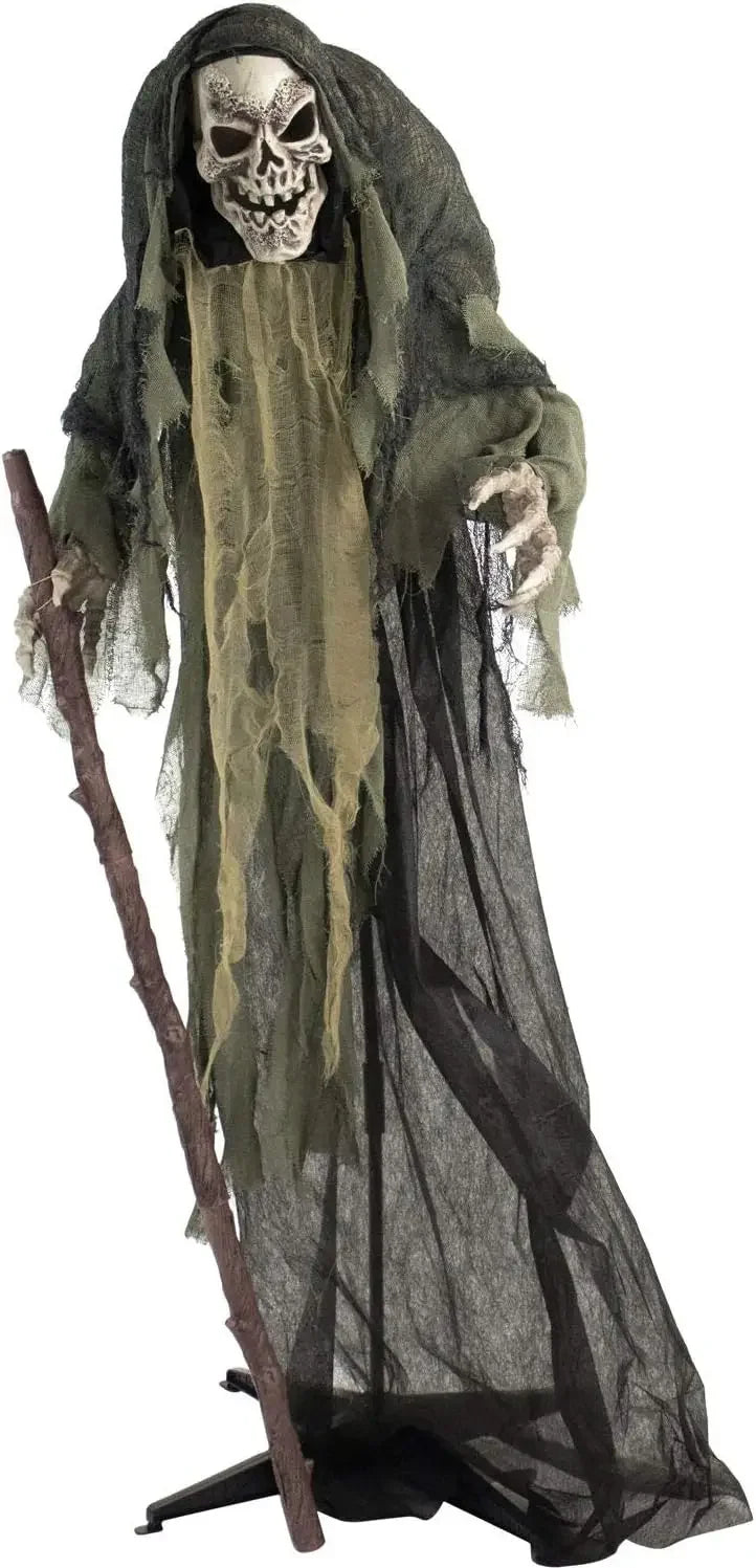 Skeleton Reaper Animatronic Halloween Decor with Lights & Sound