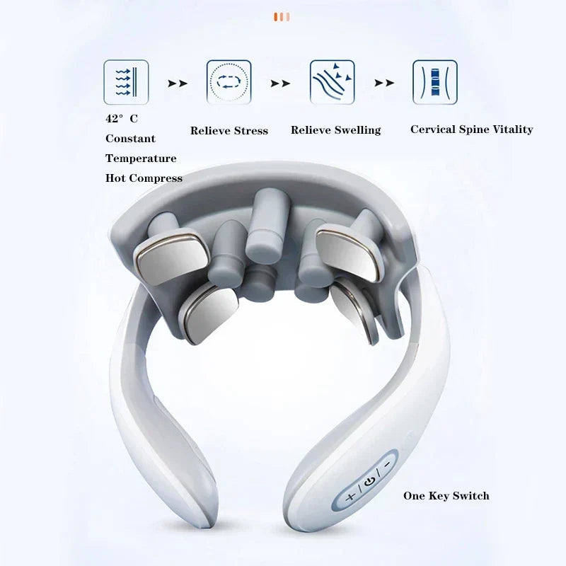 Upgraded Smart Neck & Shoulder Massager Heated Cervical Therapy White