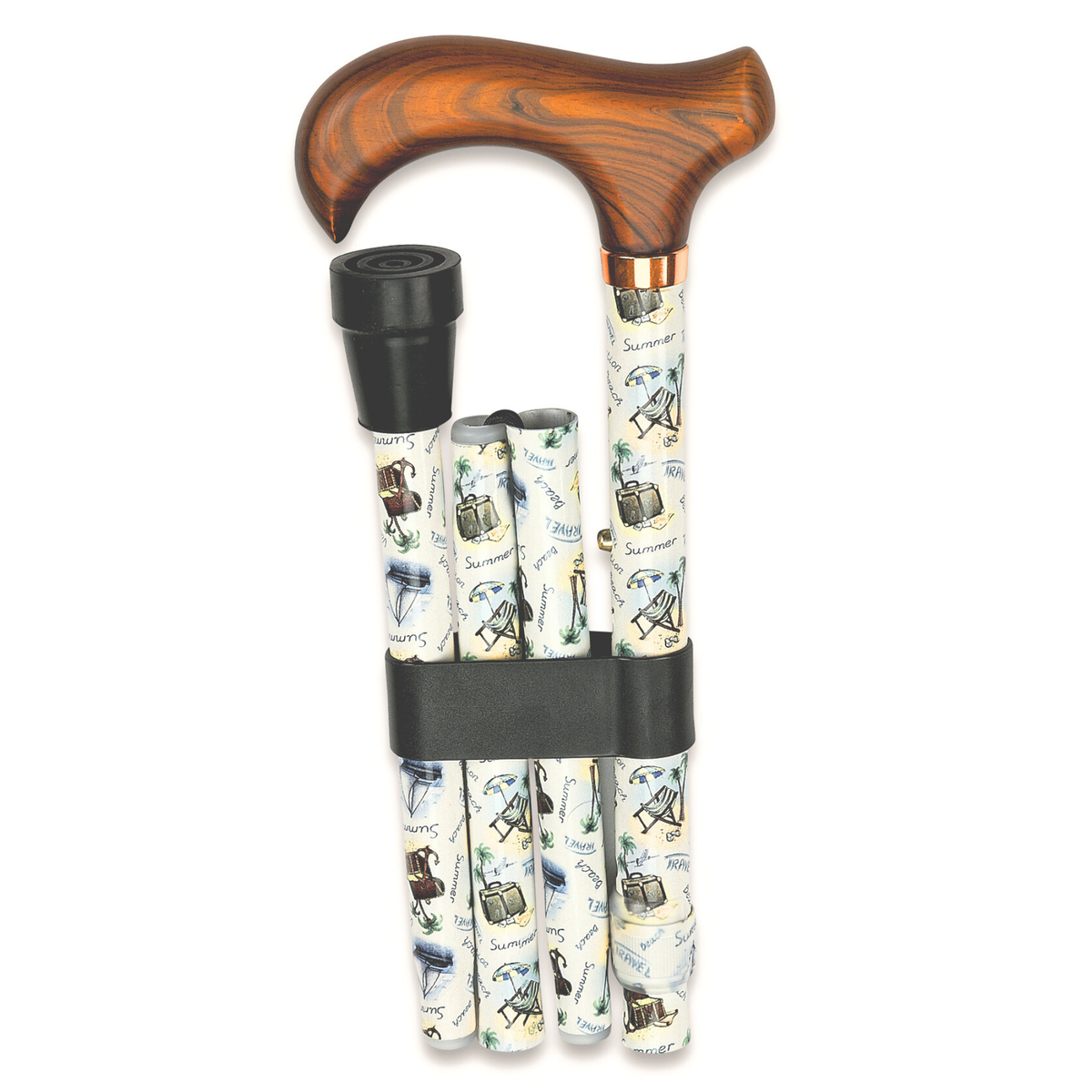 Traveler's Folding Support Cane, Adjustable & Portable and Stable